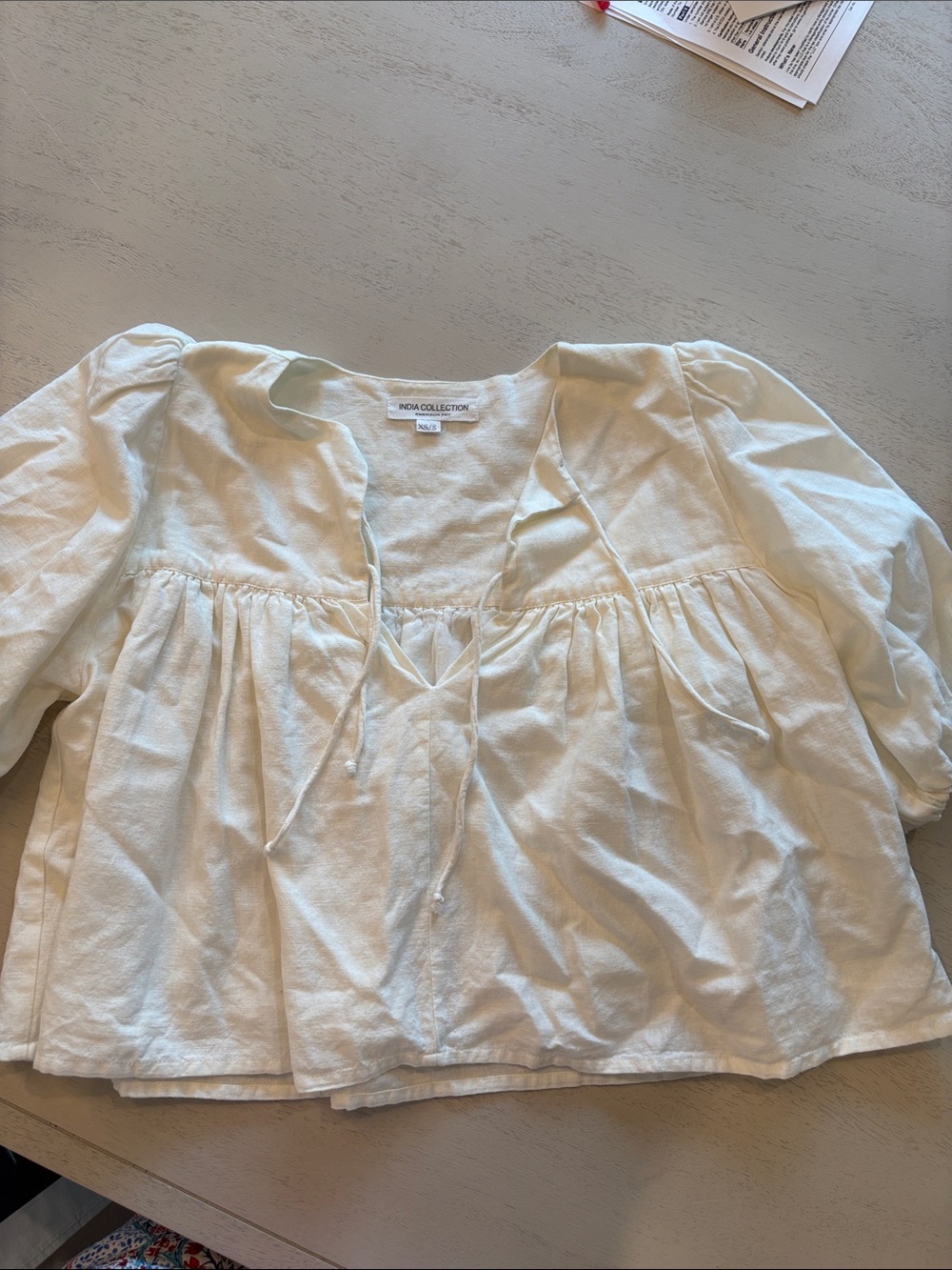 India Collection Emerson Fry Cream Peasant Top